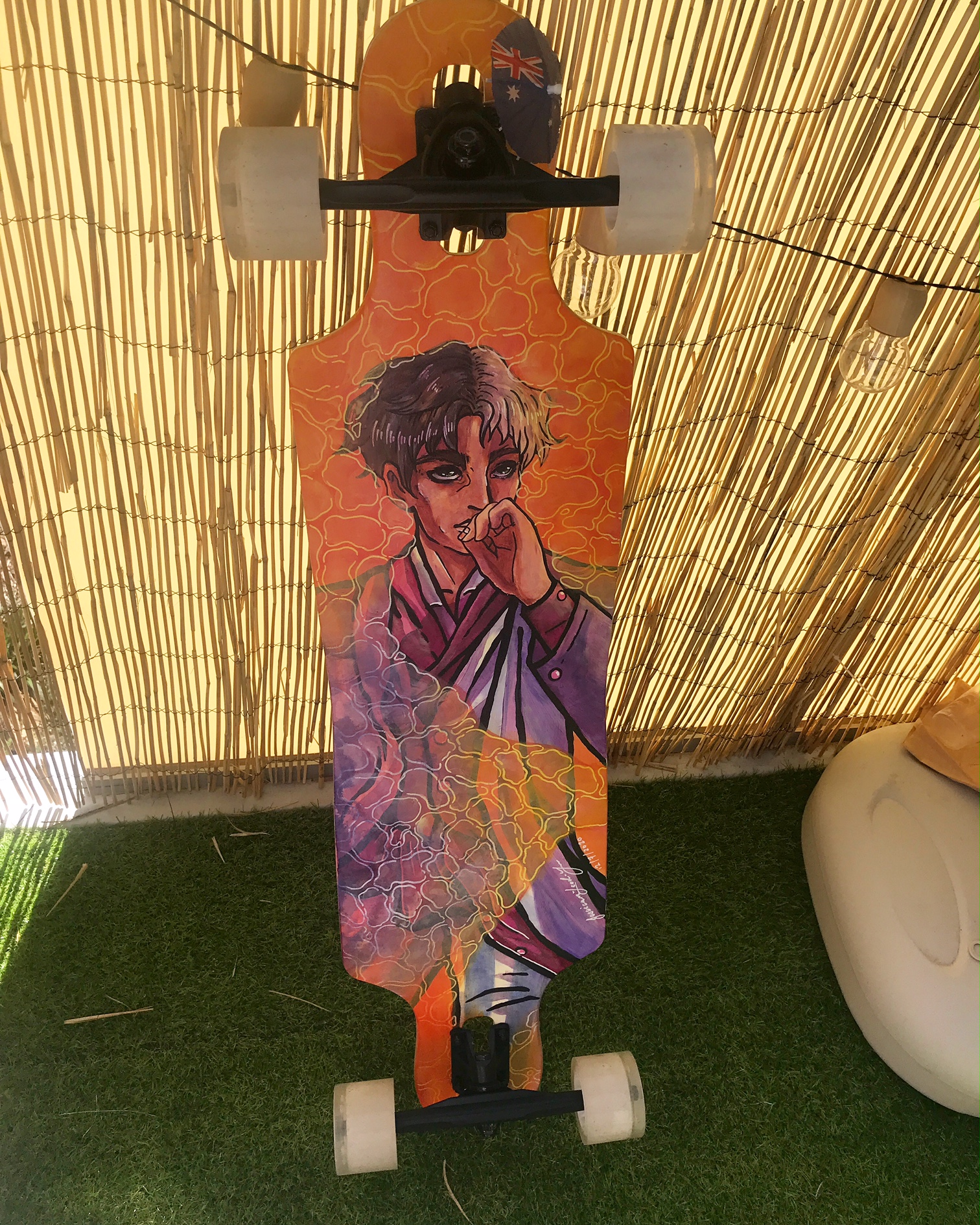 "Izzy - Custom painted skateboard", acrylic paint, Jessica McLeod-Yu, 2020